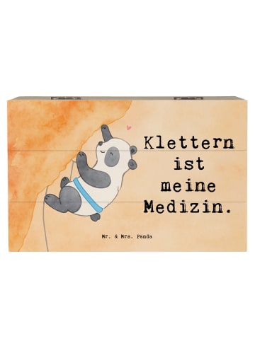 Mr. & Mrs. Panda Truhe Panda Klettern Design mit Spruch in Weiß