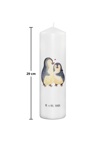 Mr. & Mrs. Panda Wachskerze Pinguin umarmen ohne Spruch in Weiß