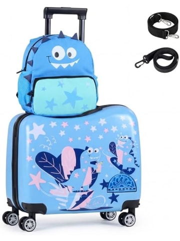 COSTWAY 2 tlg. Kinderkoffer mit Rucksack in Blau