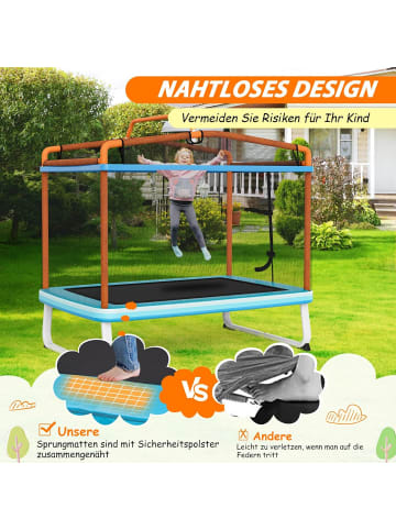 COSTWAY 3 in 1 Gartentrampolin mit Schaukel bis zu 220kg in Orange