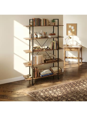 relaxdays Bücherregal "Industrial" in Braun/ Schwarz - (B)105 x (H)177,5 x (T)33,5 cm