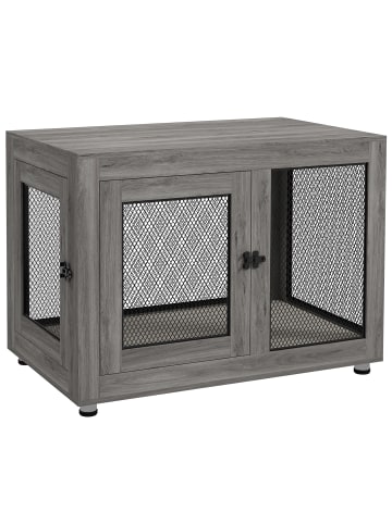 Pawhut Hundekäfig Grau 94L x 60B x 71,5H cm