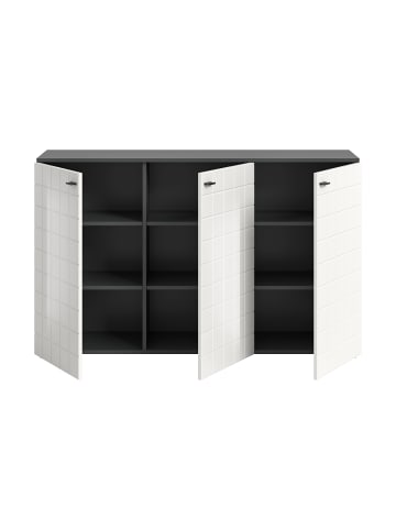 xonox.home Sideboard (B/H/T): 138x86x37 in weiß Hochglanz und anthrazit