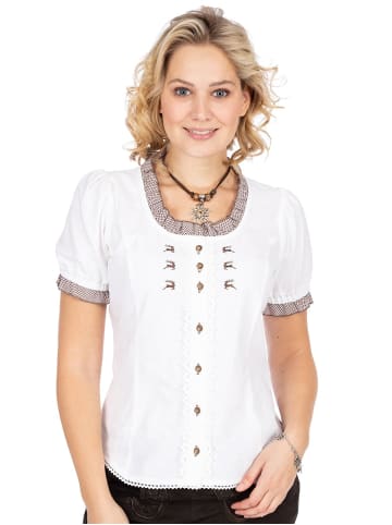 OS-Trachten Trachtenbluse 451003-3003 in weiß-braun