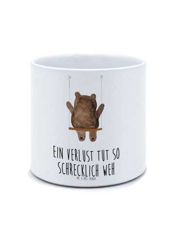 Mr. & Mrs. Panda Blumentopf Bär Schaukel mit Spruch in Weiß