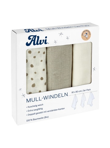 Alvi Mullwindel / Mulltuch 3er Pack - Organic Cotton 80 in beige,weiss