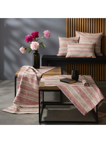 Erwin Müller Jacquard, Baumwollmischung, Gewebt Mitteldecke in rot-taupe