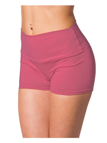 Alkato Alkato Damen Sport Shorts mit Hohem Bund in dunkelrosa