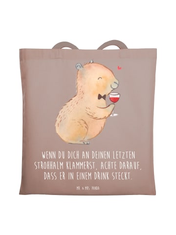 Mr. & Mrs. Panda Tote Bag Capybara Wein mit Spruch in Braun Pastell