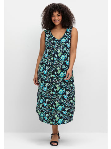 sheego Jerseykleid in tiefblau-gemustert