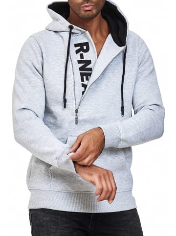 Rusty Neal Streetwear Kapuzen-Sweatshirt mit 1/2 Zipper in Grau