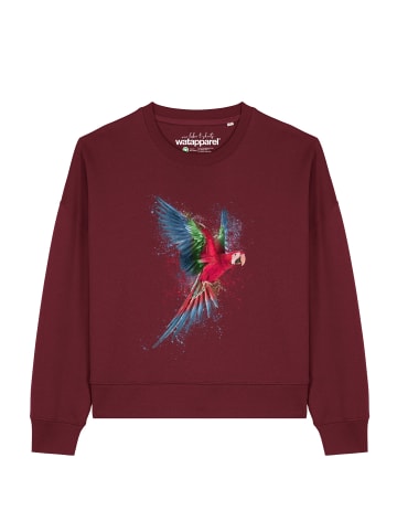wat? Apparel Sweatshirt Papagei in Weinrot