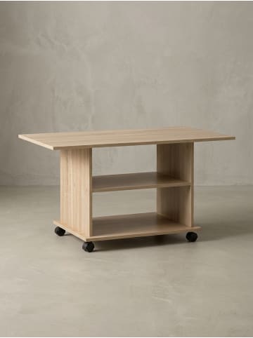 KADIMA DESIGN Couchtisch SEGRE: Stilvoll, 2 Ablageflächen, Rollen, 95x51x54,5 cm in Beige