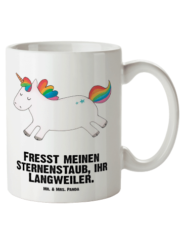 Mr. & Mrs. Panda XL Tasse Einhorn Happy mit Spruch in Weiß