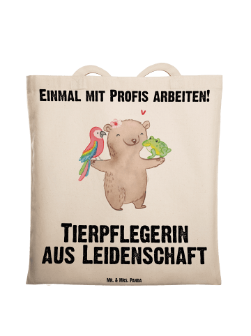 Mr. & Mrs. Panda Schultertasche Tierpflegerin Leidenschaft mit S... in Creme