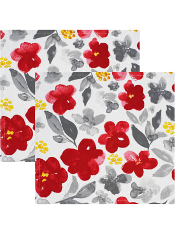 REDBEST Baumwolle Serviette 2er-Pack in rot-grau