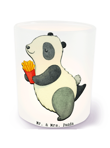 Mr. & Mrs. Panda Glas Windlicht Panda beflügelt Pommes ohne Spruch in Transparent