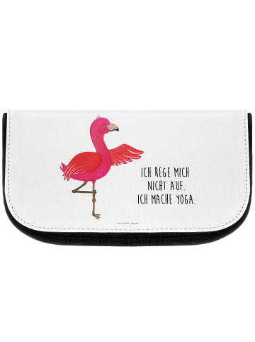 Mr. & Mrs. Panda Kosmetiktasche Flamingo Yoga mit Spruch in Weiß