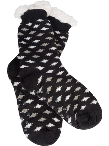 styleBREAKER ABS Kuschelsocken mit Punkte in Schwarz-Grau-Weiß