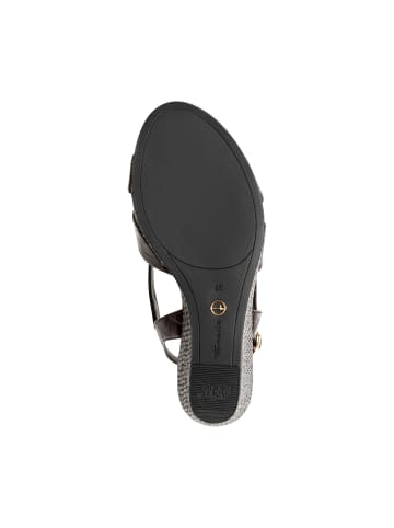 Tamaris Ledersandalen mit Keilabsatz Braun
