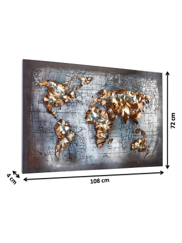 kobolo Metallbild WORLD in Grau