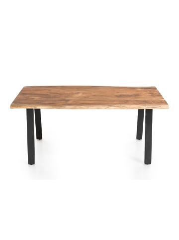 SalesFever Esstisch 140x80 cm Platte Massivholz Akazie Baumkante mit Beine in Schwarz