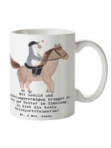 Mr. & Mrs. Panda Kaffeebecher Reitsport Trainerin Harmonie mit S... in Weiß