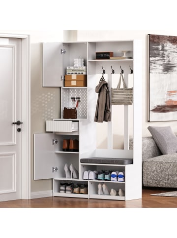 ABRIHOME Multifunktionale Schuhschrank mit Bank und Stauraum in weiß