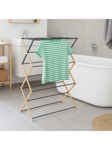 relaxdays Wäscheständer in Natur/ Schwarz - (B)74 x (H)107 x (T)37 cm