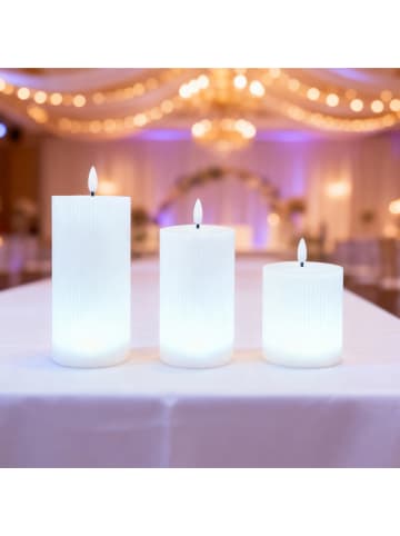 relaxdays 3 x LED Kerzen in Weiß