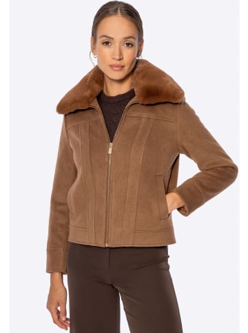 Wittchen Kurze Jacke mit abnehmbarem Kunstfell in Brown