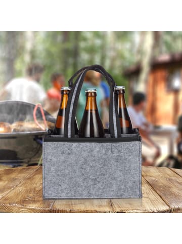 relaxdays Flaschenträger in Anthrazit - (B)24 x (H)15 x (T)15 cm