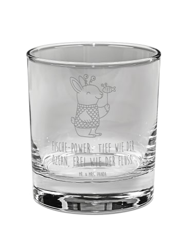 Mr. & Mrs. Panda Old Fashioned Glas Fische Astrologie mit Spruch in Transparent