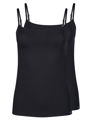 Skiny 2er Pack Spaghettishirt in black