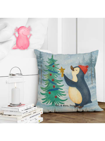 Mr. & Mrs. Panda Kissen Pinguin Weihnachtsbaum Design ohne Spruch in Weiß