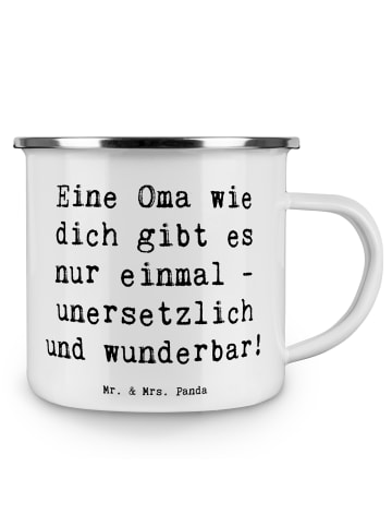 Mr. & Mrs. Panda Emaille Becher Spruch Einzigartige Oma mit Spruch in Weiß