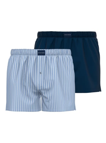 Tom Tailor Web-Boxershorts 2er Pack in Dunkelblau/Hellblau/Weiß