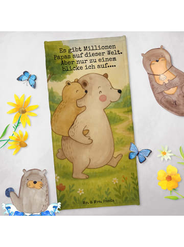 Mr. & Mrs. Panda Badetuch Papa Bär Design mit Spruch in Grau Pastell