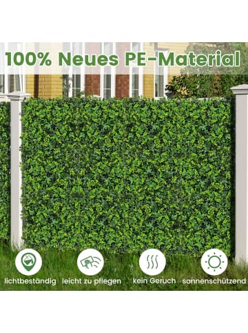 COSTWAY 12 Stück Künstliche Hecke Pflanzenwand in Grün