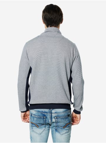 KOROSHI Hochausschnitt-Pullover aus Baumwoll-Fancy Cross in blau