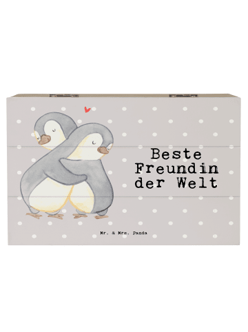 Mr. & Mrs. Panda Ordnungsbox Pinguin Beste Freundin der Welt mit... in Grau Pastell