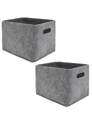 DuneDesign 2er Set Filz Aufbewahrungskorb Oda in Grau