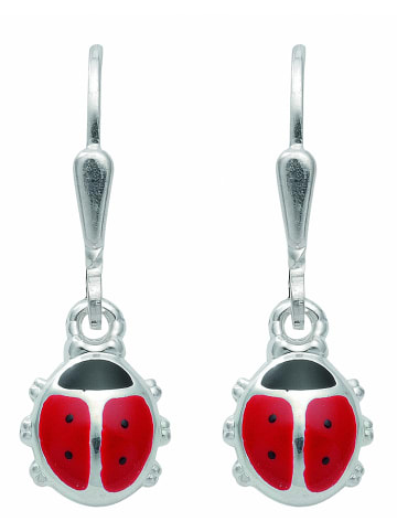 Adeliás Damen 925 Silber Ohrringe / Ohrhänger Marienkäfer in silber