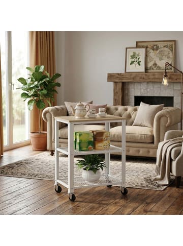 relaxdays Küchenwagen in Natur/ Weiß - (B)60 x (H)77,5 x (T)40 cm