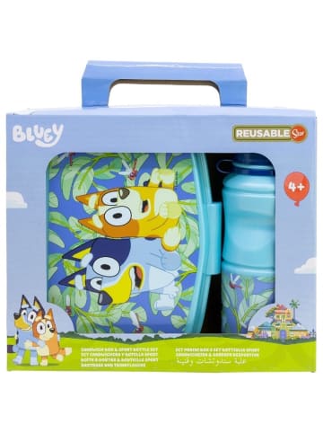 COFI 1453 Bluey Set mit 380?ml Wasserflasche und Brotdose Lunchbox-Set für in Blau