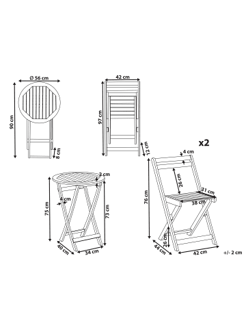Beliani 3-tlg Bistro Set SACILE in Braun