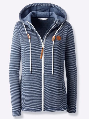 WITT WEIDEN Fleecejacke in dunkelblau-ecru-geringelt