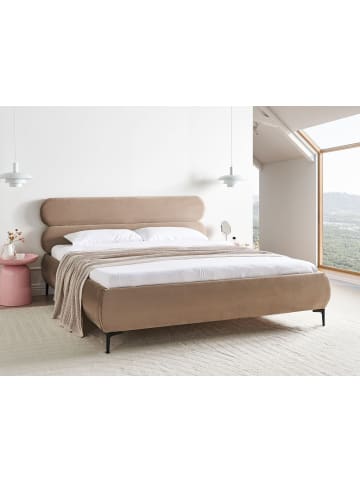 Beliani 2-tlg Doppelbett LESSAY in Beige/Schwarz