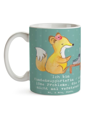 Mr. & Mrs. Panda Keramtiktasse Kundensupporterin Heldin mit Spruch in Meeresbrise
