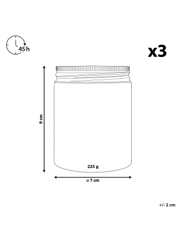 Beliani 3er-Set Kerze FRUITY BLOOM in Blau/Grün/Violett